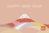 グレイッシュな富士山の背景の年賀状テンプレート