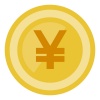 円マークの描かれたコインのイラスト素材
