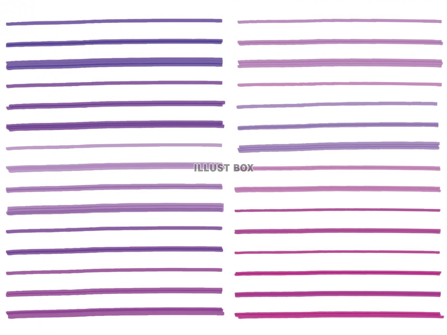 紫色カラーペン手書き筆跡可愛いライン素材セット無料イラストフ...