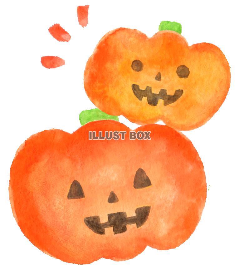 水彩のかぼちゃのランタン
