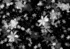絵本風の幻想的で綺麗な雪の結晶黒背景（A4）
