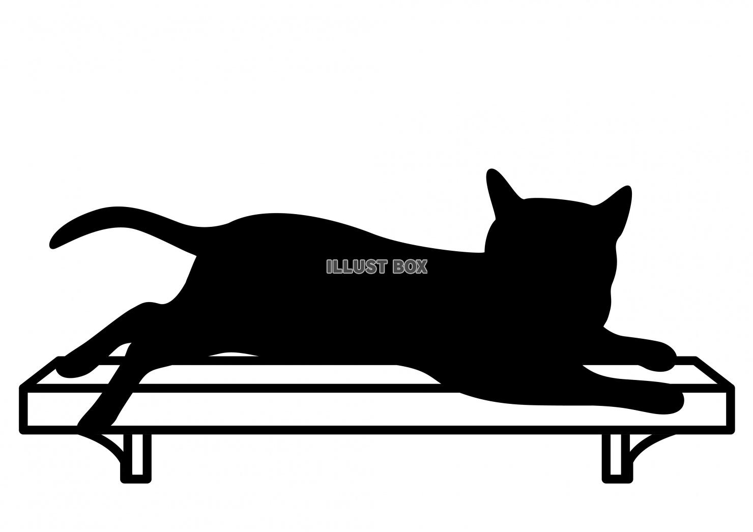 猫★シルエット★黒猫★キャットシェルフで寝るネコ
