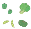 【ベクターカット】ラフに描いた緑の野菜