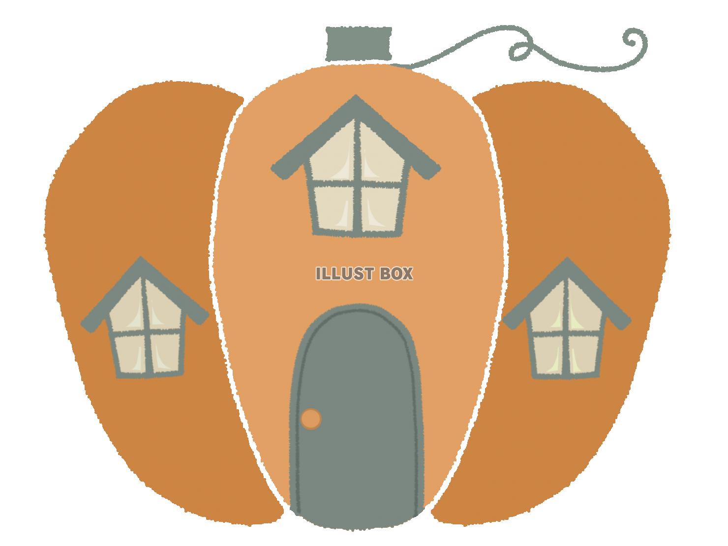 ハロウィン　かぼちゃの家のイラスト　線なし