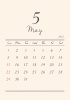 2022年★5月★おしゃれカレンダー（A4）