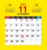 2022年11月カレンダー（六曜入り）黄色