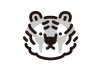 白黒シンプル虎の顔アイコンイラスト