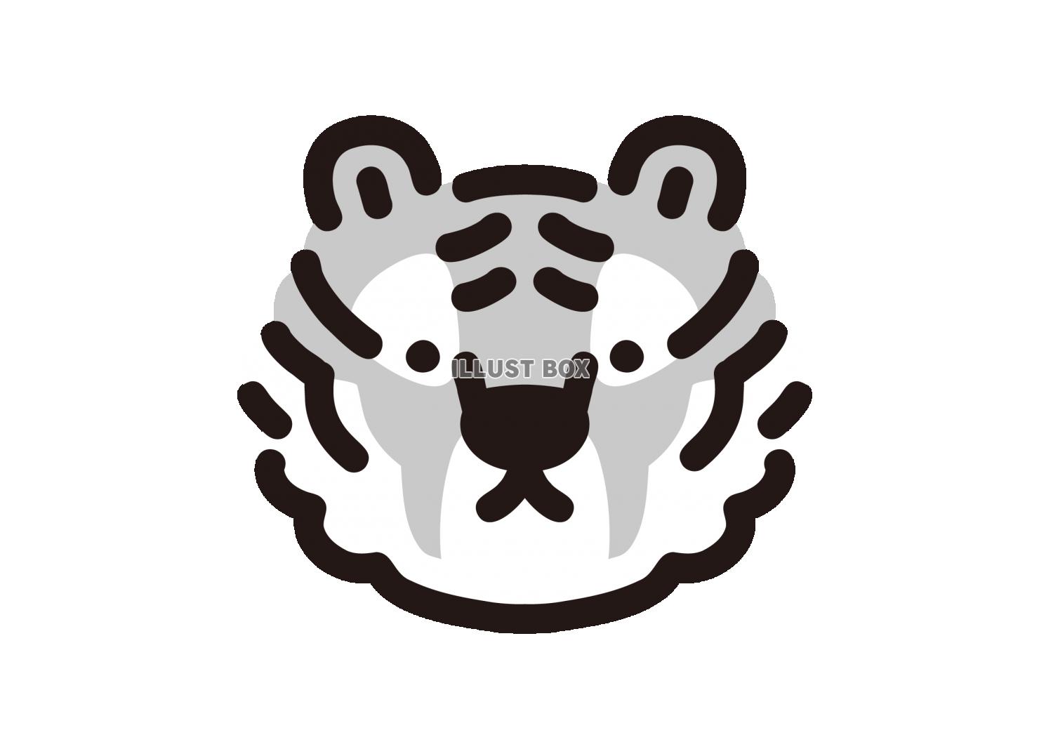 白黒シンプル虎の顔アイコンイラスト