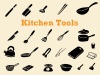キッチン道具のシルエットアイコンのセット 