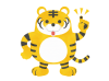  水彩タッチの虎のキャラクター （指差し） 