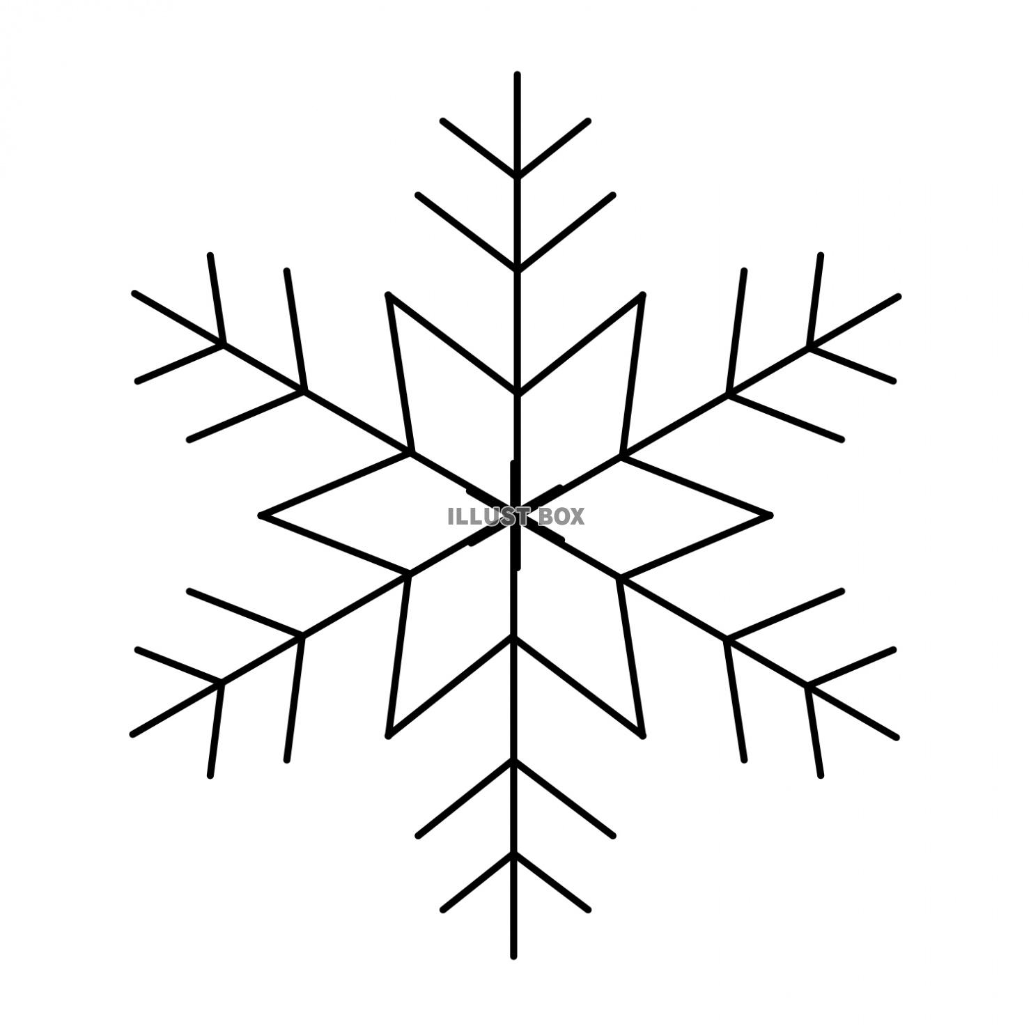 雪の結晶モチーフパーツ、シンプル線画01