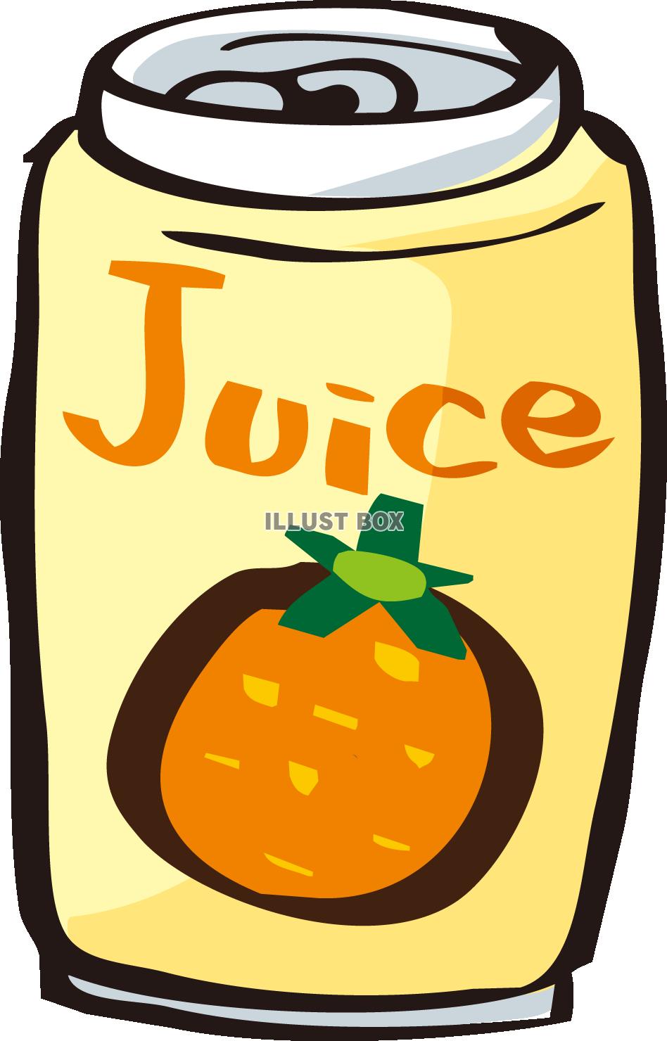 オレンジの缶ジュースのイラスト