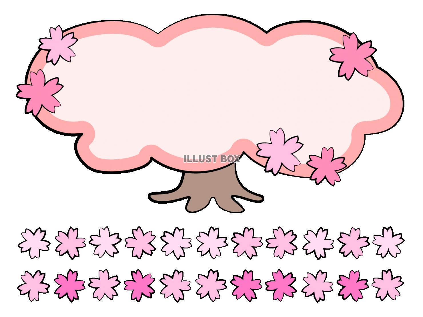 桜の木型フレームと桜のライン素材
