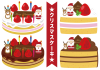 14_イラスト_クリスマスケーキ４種・苺・チョコ・ホール・カット