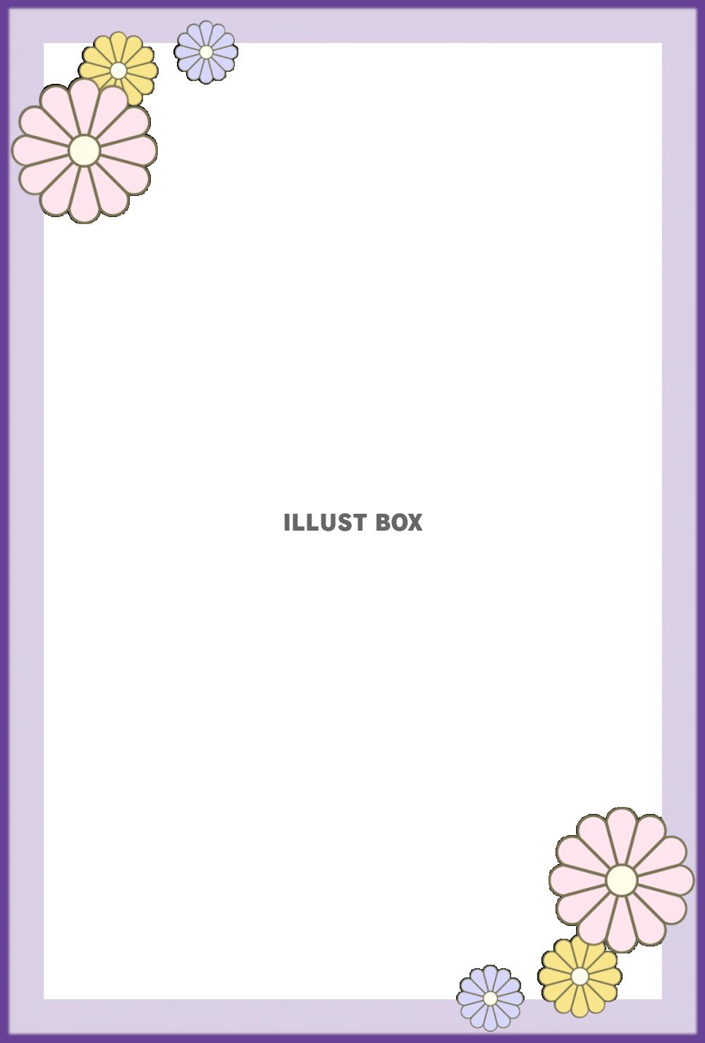 フレーム素材　菊　和風イラスト（紫）　はがきサイズ