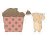 バレンタイン　チョコカップケーキとリスのイラスト　線あり