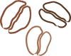 【透過png画像】コーヒー豆手描きライン茶色線画シンプル珈琲豆粒シルエットアイコン挿絵無料イラストフリー素材