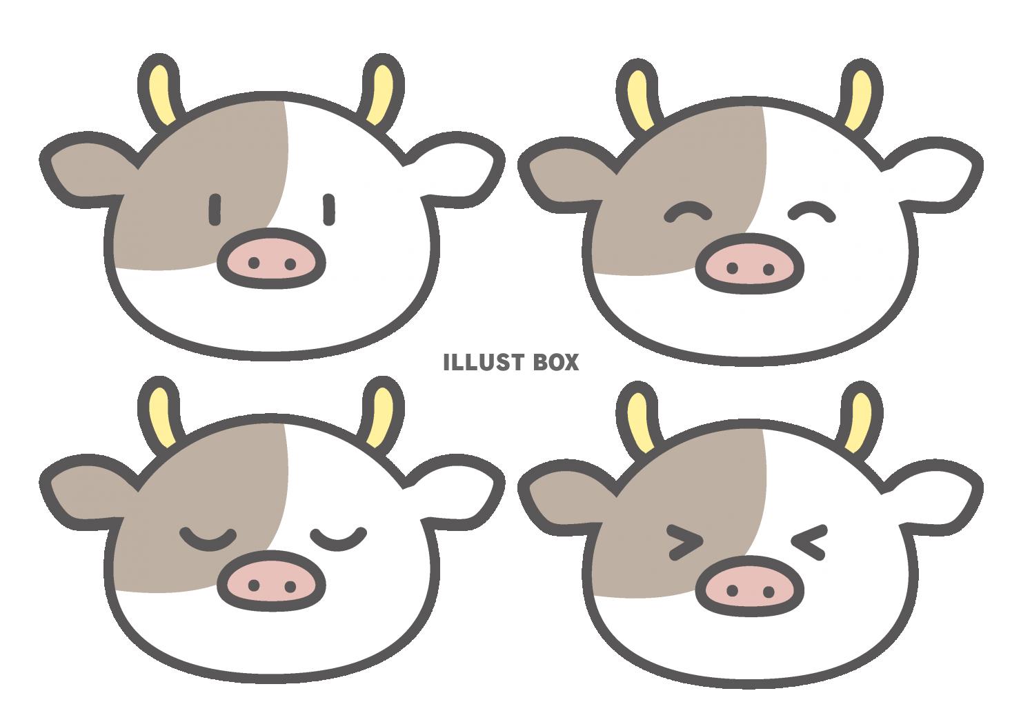 かわいい牛(zipファイル: pdf,jpg,透過png)