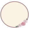 アンティーク風　薔薇の円形フレーム　(ピンク色）シンプル　透過PNG