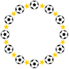サッカーボールと星の丸形（円形）フレーム黄色