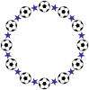 サッカーボールと星の丸形（円形）フレーム青