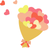 ハートのピンク系花の花束01
