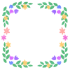 正方形フレーム_葉と花