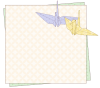 2羽の折鶴と折紙のフレーム(黄色・藤色)　桜・麻の葉模様　和風イラスト　透過PNG