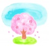 水彩の桜の木