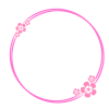 二重サークルの花ワンポイントフレーム：ピンク