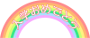 虹で飾った「入学おめでとう」のロゴマーク