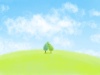 青空と木が見える丘