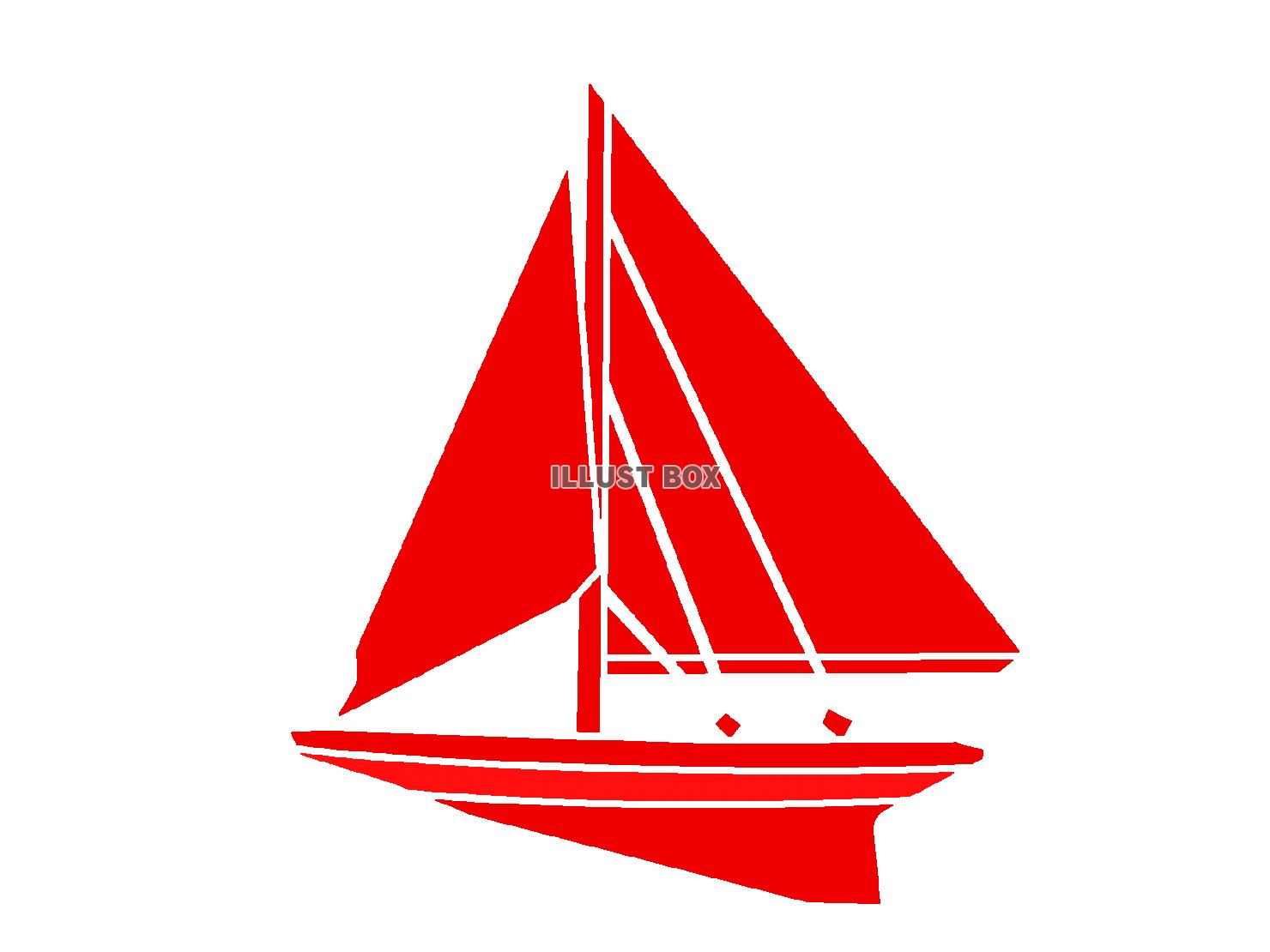 赤色のヨットのシルエットアイコン
