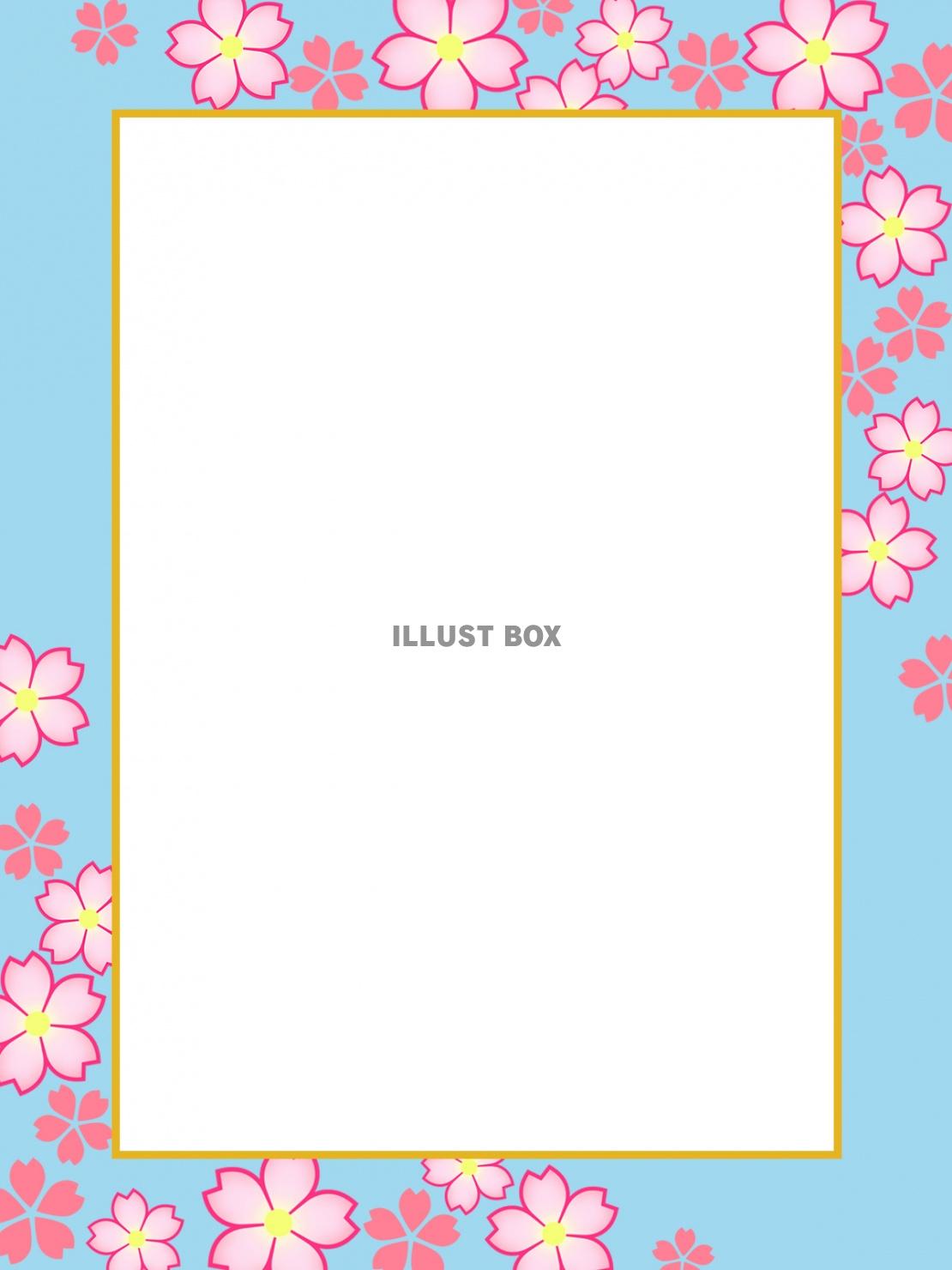 桜の花模様フレームシンプル飾り枠背景イラスト　