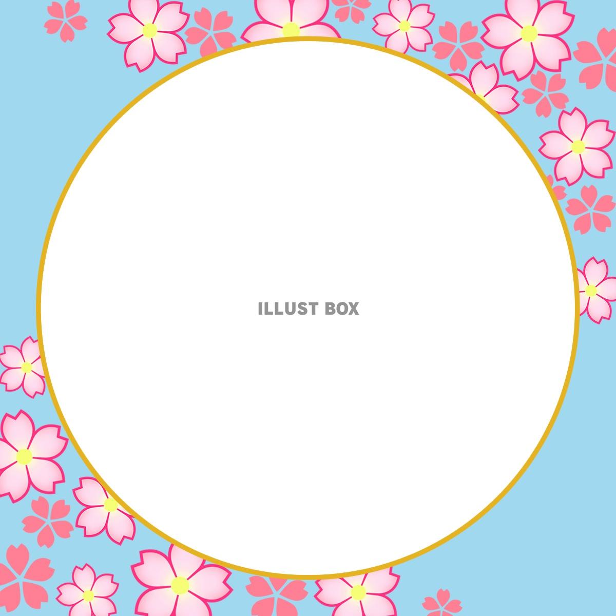 桜の花模様フレームシンプル飾り枠背景イラスト