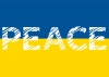 平和を訴える「PEACE」の文字イラスト　ウクライナカラー