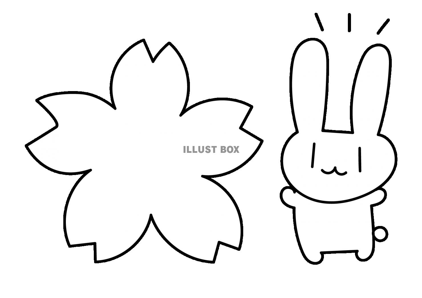 8_枠_入学祝い・ウサギ・手描き・白黒・横