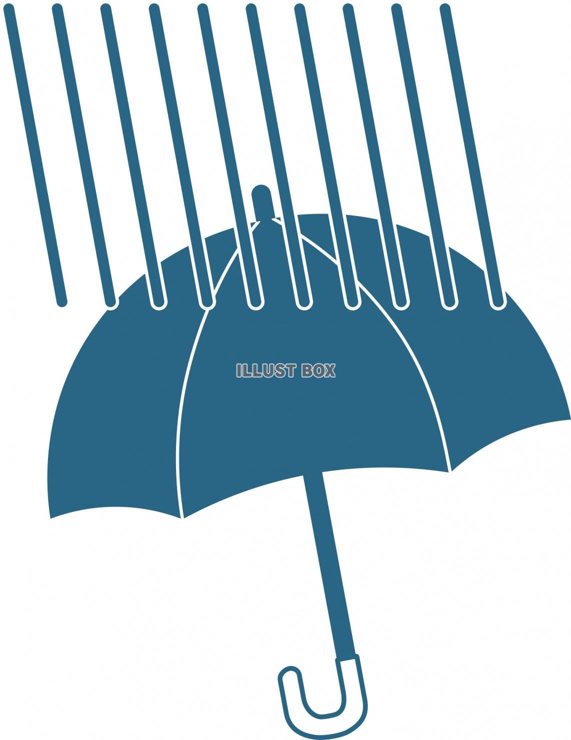 シンプルな大雨の青い傘のイラスト