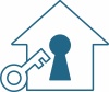 鍵穴と鍵のあるシンプルな家のイラスト