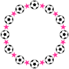 サッカーボールと星の丸形（円形）フレームピンク