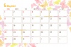 2022年5月のカレンダー（水彩のちょうちょ柄）ハガキサイズ版