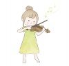 バイオリンを弾く女の子の水彩風イラスト