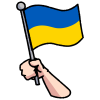 ウクライナ国旗を手に持ったイラスト