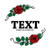 赤いバラのエンブレムコーナー飾りロゴ薔薇とげ蔦葉
