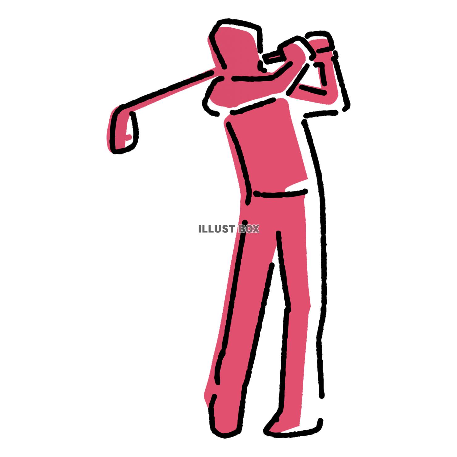 ゴルフをする人物のイラスト