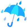 シンプルな雨が降っている水色の傘イラスト