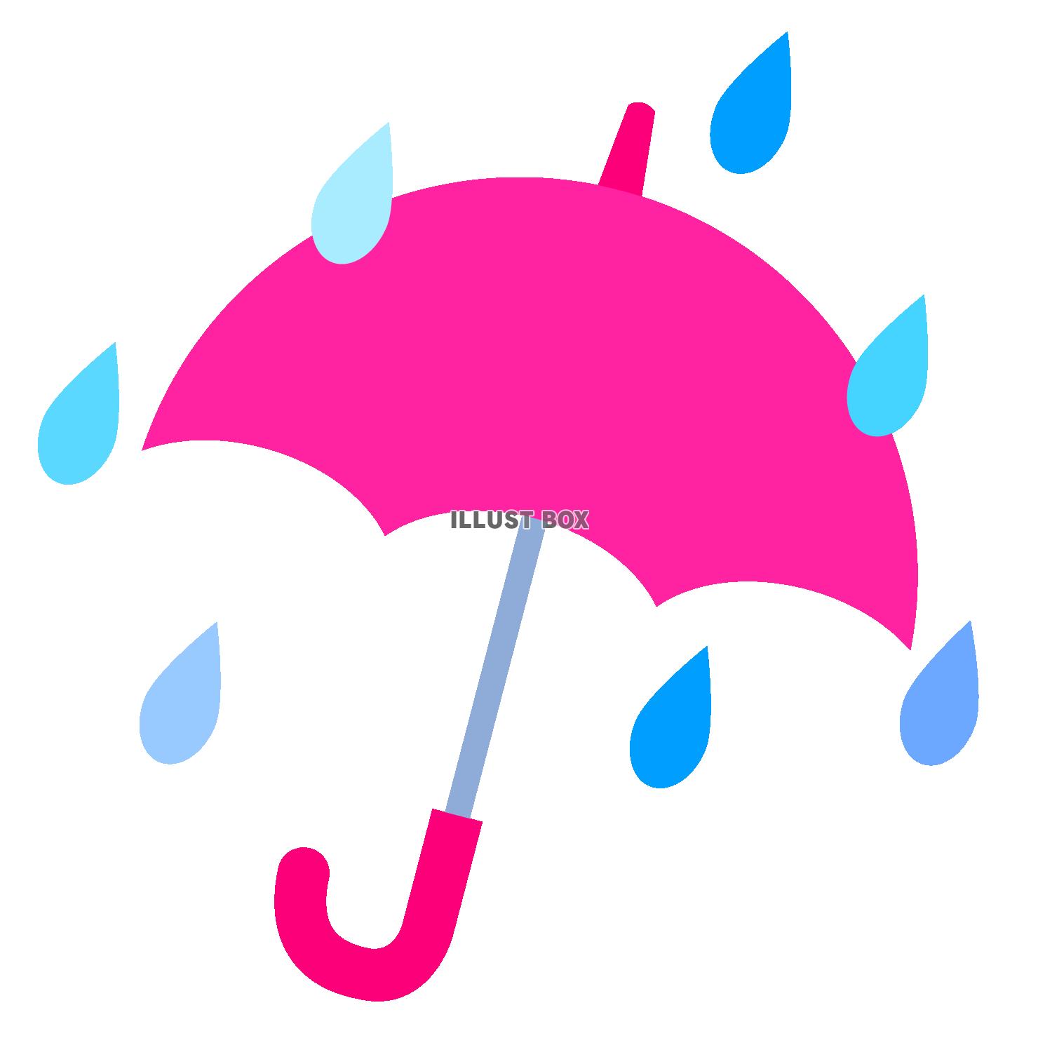 シンプルな雨が降っているピンクの傘　ガラなし