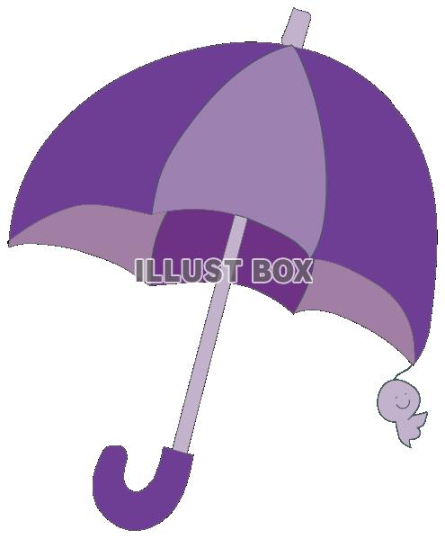 紫色の傘とてるてるぼうず