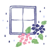 窓と紫陽花