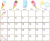 2022年7月のカレンダー素材、横型のシンプルなアイスクリームのイラスト付き